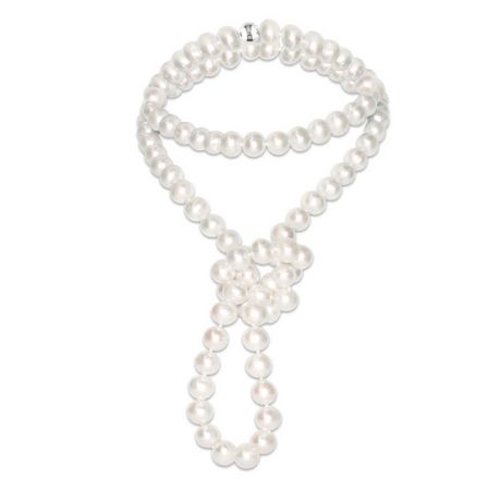 Miabella 10-11 mm FW White Off-Round Pearl Necklace with 9 mm Sterling ...