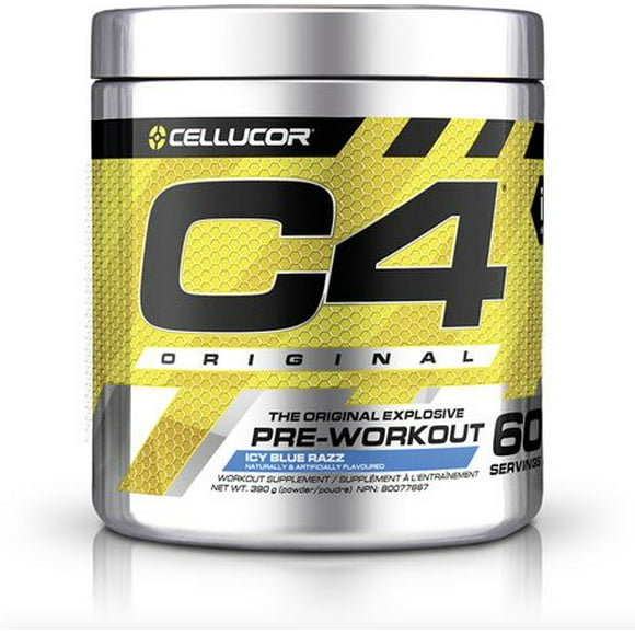 Cellucor C4 Original Pre Workout Powder, Energy Drink Supplement with Creatine, Nitric Oxide & Beta Alanine, Icy Blue Razz, 60 Servings