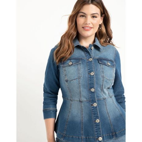 plus size denim peplum jacket