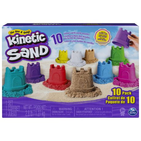 Kinetic Sand, Castle Containers 10-Color Pack Colored Sand Toys for Kids Aged 3 and up