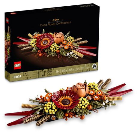 LEGO Icons Dried Flower Centerpiece, Botanical Collection Crafts Set for Adults, Artificial Flowers with Rose and Gerbera, Table or Wall Decoration, Home Décor, Anniversary Gift, 10314, Includes 812 Pieces, Ages 18+