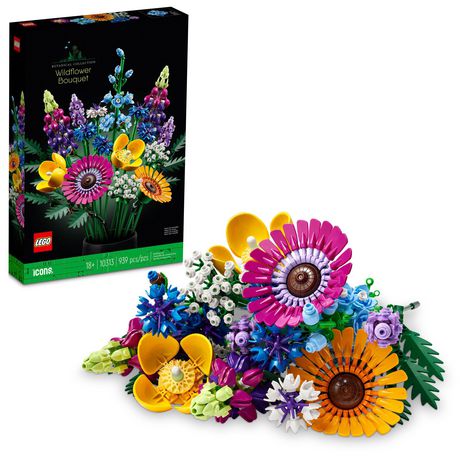 LEGO Icons Wildflower Bouquet Set - Artificial Flowers with Poppies and ...