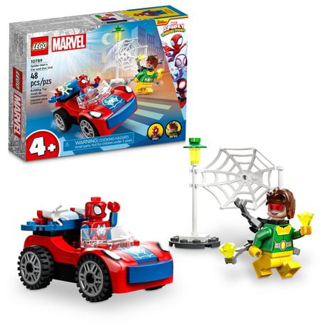LEGO Marvel Spider-Man's Car and Doc Ock Set 10789, Spidey and His Amazing Friends Buildable Toy for Kids 4 Plus Years Old with Glow in The Dark Pieces, Great Gift for Kids, Includes 48 Pieces, Ages 4+