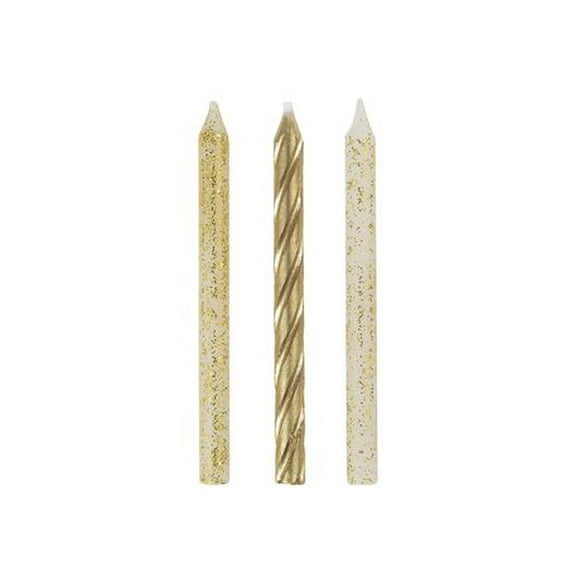 Glitter and Gold Spiral Birthday Candles, Assorted, 24ct