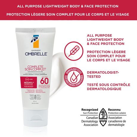 Garnier Ombrelle Complete Body And Face Lotion SPF 60, 90 mL