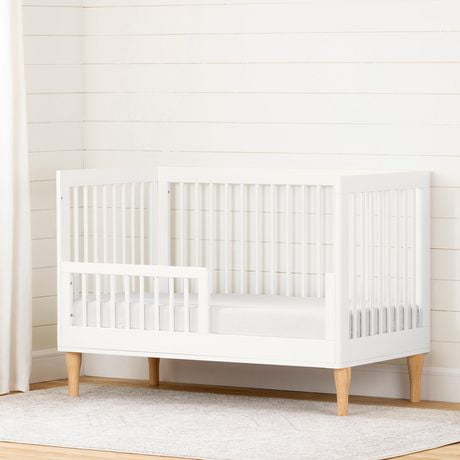 South Shore Balka Toddler Rail for Baby Crib White and Exotic Light Wood