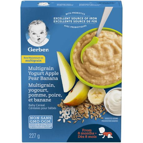 GERBER® Stage 3 Multigrain Yogurt Apple Pear Banana Baby Cereal 227 g, 227 GR