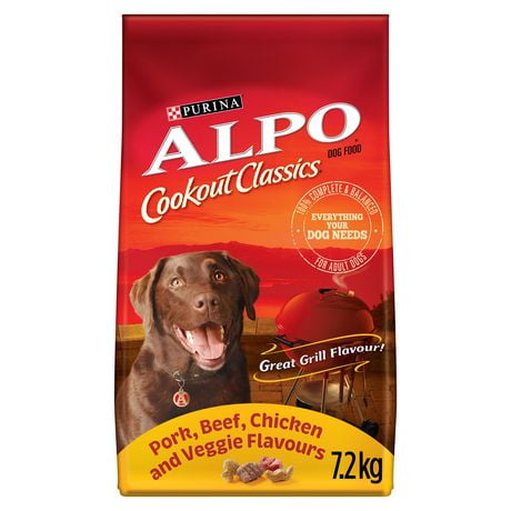 Alpo Cookout Classics Pork, Beef, Chicken and Veggie Flavours, Dry Dog Food, 7.2-16 kg