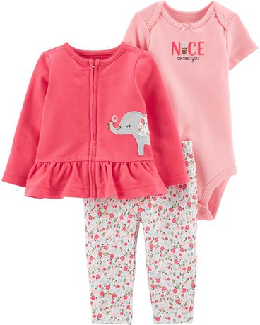 Child of Mine by Carter's Newborn Girls' 3-Piece Cardigan Set- Elephant ...