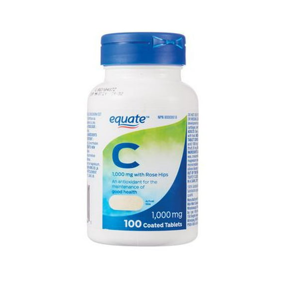 Equate Vitamin C-1000 mg with Rose Hips, 100 Coated tablets