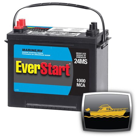 EverStart MARINE 24MS-1000N, 12 Volt, Marine Starting Battery, Group Size 24, 1000 MCA, EverStart, Marine Battery