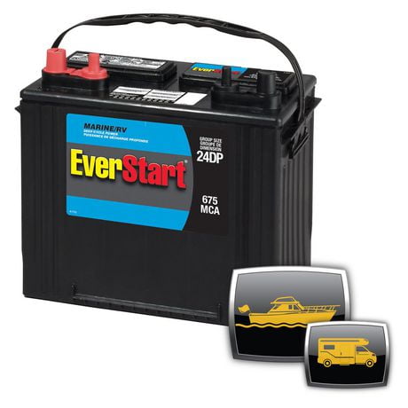 EverStart POWER ES 24DC-700N, 12 Volt, Marine/RV Battery, Group Size 24, 675 MCA, EverStart, Marine Battery