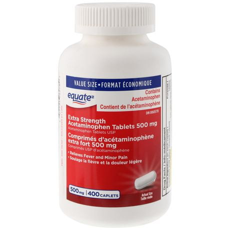 Equate Extra Strength Acetaminophen 500 mg, 400 Caplets