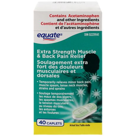 Equate Extra Strength Muscle & Back Pain Relief. 40 Caplets, 40 Caplets
