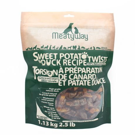 MeatyWay Sweet Potato and Duck Twists All Natural Dog Treats, 1.13 kg