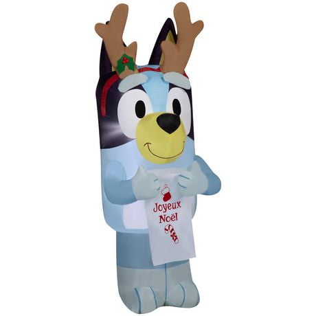 Christmas Inflatable Bluey with Antler and Joyeux Noël Wish List, Christmas Inflatable Bluey wit