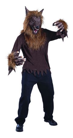Amosfun 3 pcs Halloween Costume de Loup-Garou Costume tête de Loup et Gants Costume dhalloween 