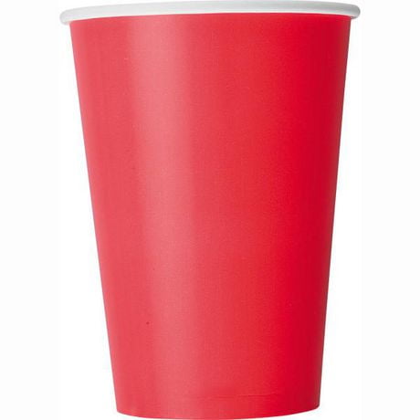 Ravishing Red 12oz Paper Cups, 8ct, Disposable cups hold 12oz.