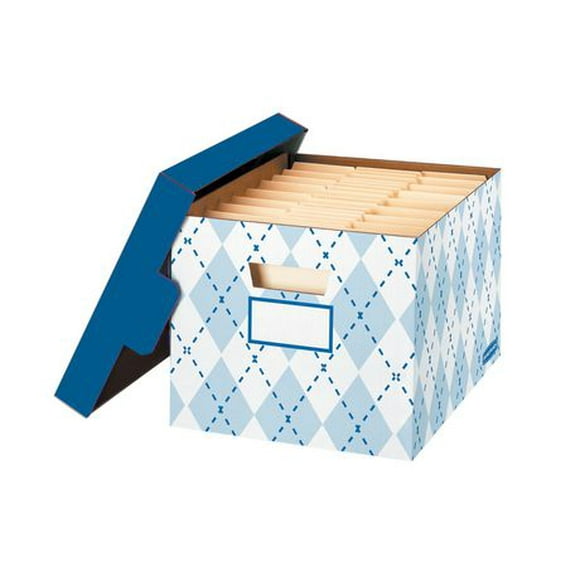 Bankers Box® Stor/File™ Decorative Storage Box, Argyle, 3pk