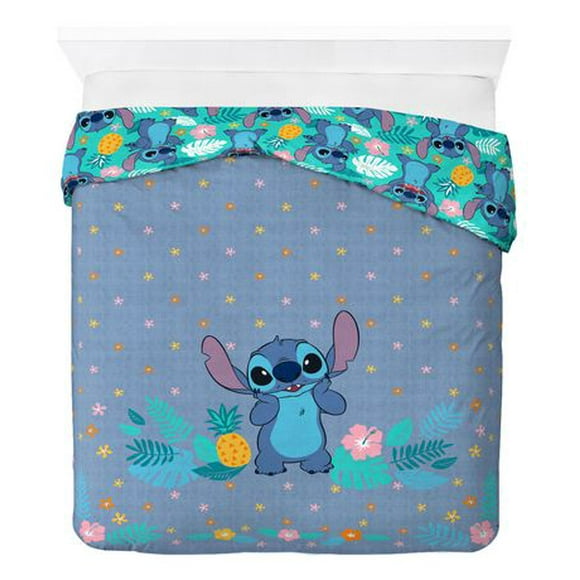 Disney Lilo & Stitch Hawaiian Denim Twin/Full Reversible Comforter, 100% Polyester