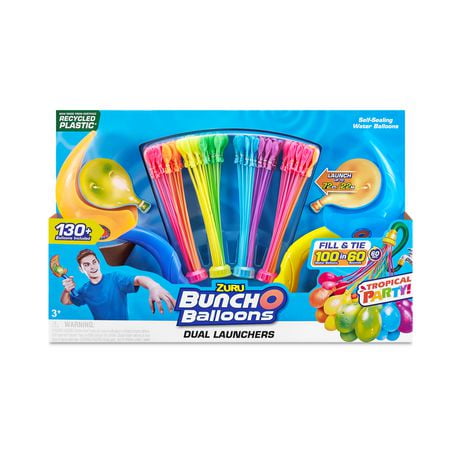 Bunch O Balloons Tropical Party with 2 x Launchers & 130+ Rapid-Filling Self-Sealing Balloons, By Zuru
