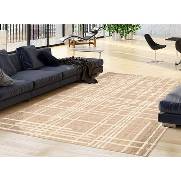 ECARPET Indoor Outdoor Area Rug for Patio, Deck, Living Room Sisal Burburry Collection