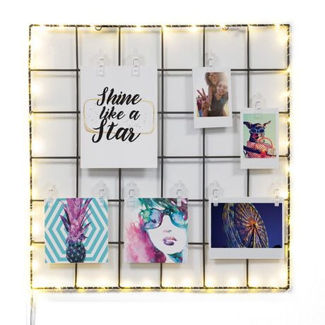 Mercury Merkury Light Up LED Photo Clip Grid, 14x14 LED PhotoClip Grid