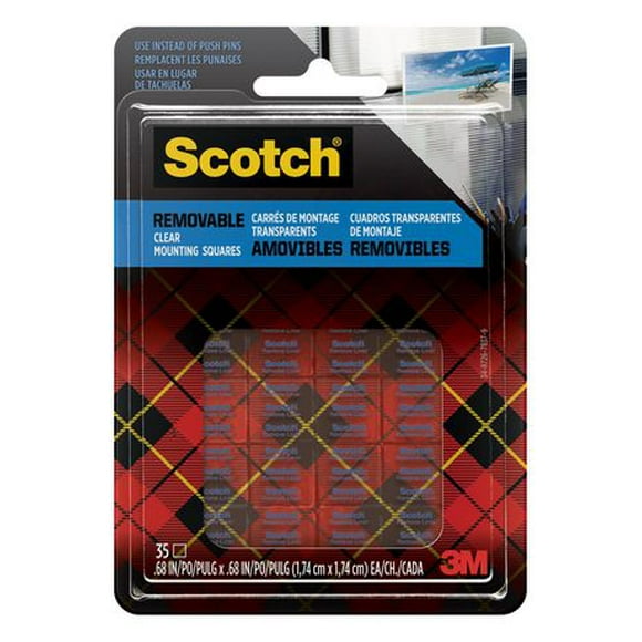 Scotch® Removable Clear Double-Sided Mounting Squares 859S-ESF, 11/16 in x 11/16 in (1.7 cm x 1.7 cm), Mounting Squares