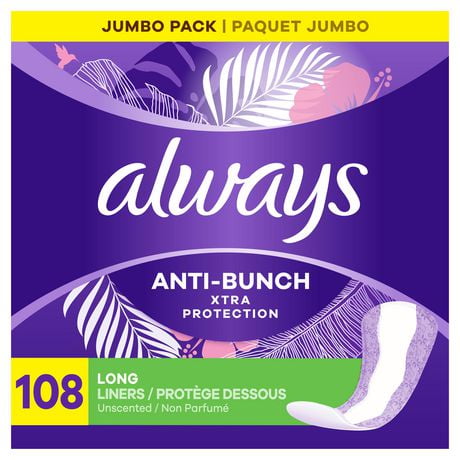 Always Anti-Bunch Xtra Protection Daily Liners Long Unscented, 108 Liners