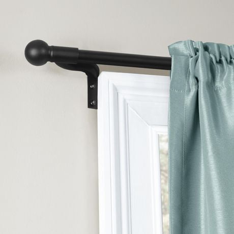 Smart Rods No Measuring Easy Install Adjustable Cafe Window Rod with Decorative Ball Finials, 18 to 48 Inch, Black, Easy to install window rod