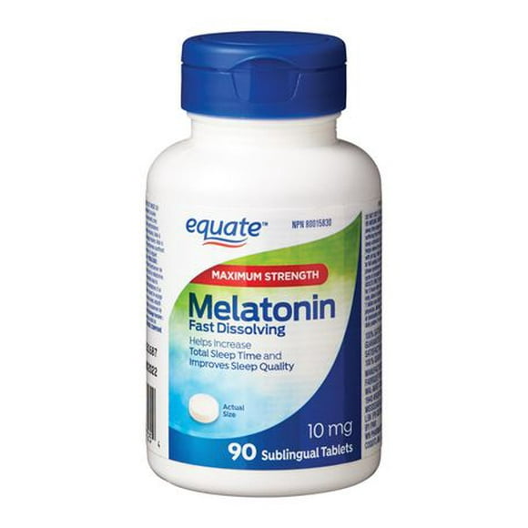 Equate Teneur maximale Mélatonine 10 mg 90 Comprimés Sublinguaux