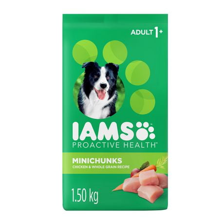 Nourriture sèche pour chiens adultes IAMS Minichunks Recette avec poulet et grains entiers 1,5-17,46 kg