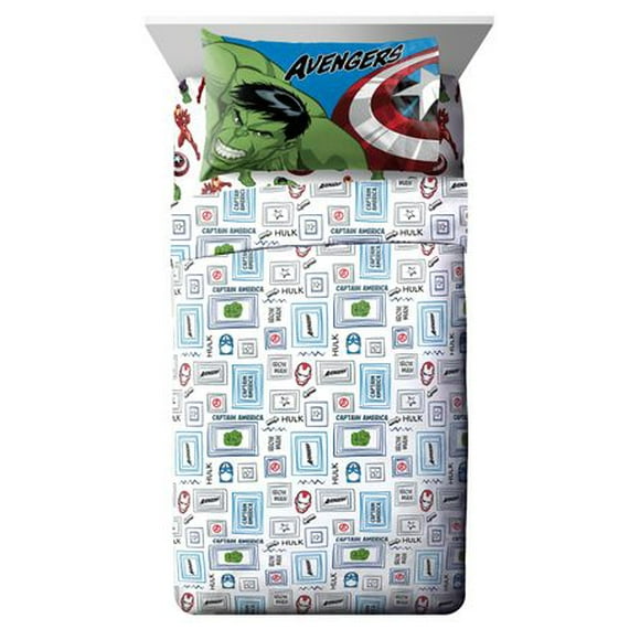 Marvel Avengers 'Hero Time' 3-Piece Twin Sheet Set, 100% Polyester, Twin