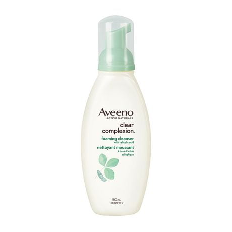 Aveeno Clear Complexion Foaming Cleanser, Acne Face Wash, Salicylic Acid, Soy, Feverfew, Dry Skin & Oily Skin Care, 180 mL