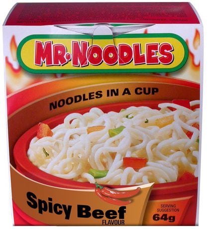 Mr. Noodles Spicy Beef Cup 64g, Mr. Noodles - Noodles in a Cup - Spicy ...