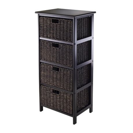 Winsome Omaha Storage rack with baskets in Black/chocolate finish