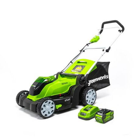 Greenworks 40V 17-inch Cordless Lawn Mower, 4Ah Battery and Charger ...