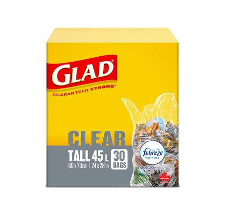 Glad Clear Garbage Bags - Tall 45 Litres - Febreze Fresh Clean Scent ...