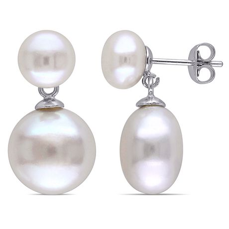 Miabella Cultured Freshwater Pearl Sterling Silver Dangle Earrings ...