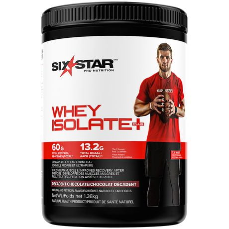 Six Star Whey Protein Isolate, Decadent Chocolate, 3lb, 30g protein, 3lb