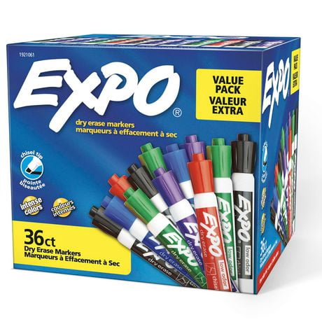Expo Low Odour Dry Erase Markers, Chisel Tip, Assorted Colours