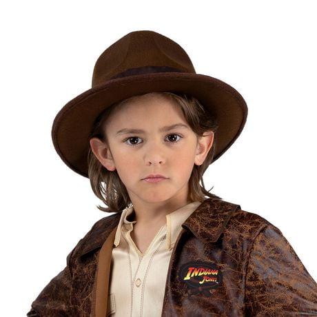INDIANA JONES Youth Hat - One-Size-Fits-All Felt Fedora with Brown Band and Logo Ribbon