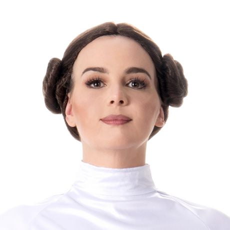 STAR WARS Perruque Princesse Leia Adulte - Perruque Synthétique Double Chignon Taille Unique
