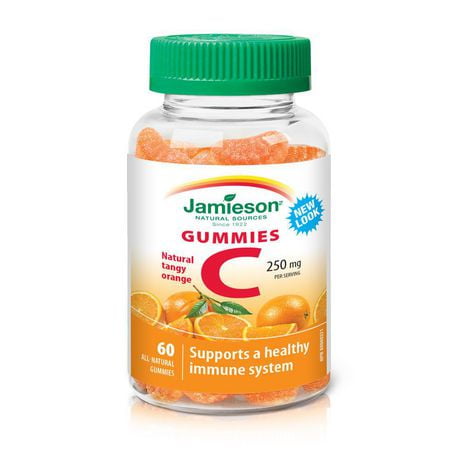 Jamieson Vitamin C 250 mg Gummies Tangy Orange Flavour, 60 gummies