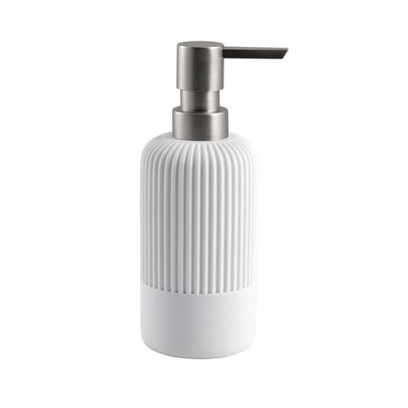 Hometrends White Sandstone Resin Lotion Pump, 2.9" x 7.5"