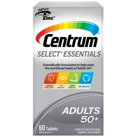 Centrum Select Essentials Adults 50+ Complete Multivitamin And Mineral Supplement, 60 Tablets