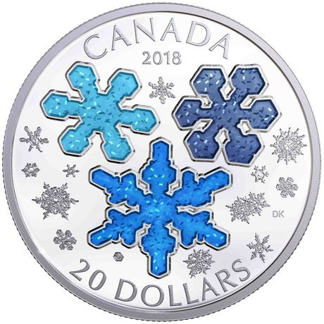 Pièce en argent pur Cristaux de glace de Royal Canadian Mint
