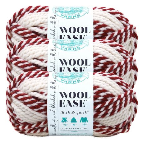 Lion Brand Yarn Wool Ease Thick & Quick Oatmeal 640-123 Classic Bulky Yarn,  warmth and softness of wool with easy care 