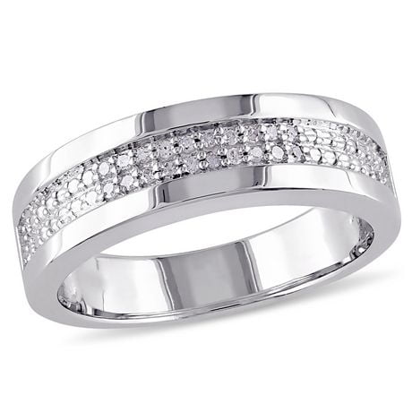 Miabella 1/10 Carat T.W. Diamond Sterling Silver Men's Ring