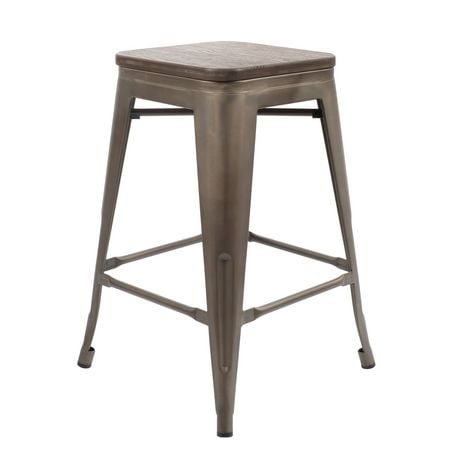 Primo International Felix 24" Wood and Metal Bar Stools